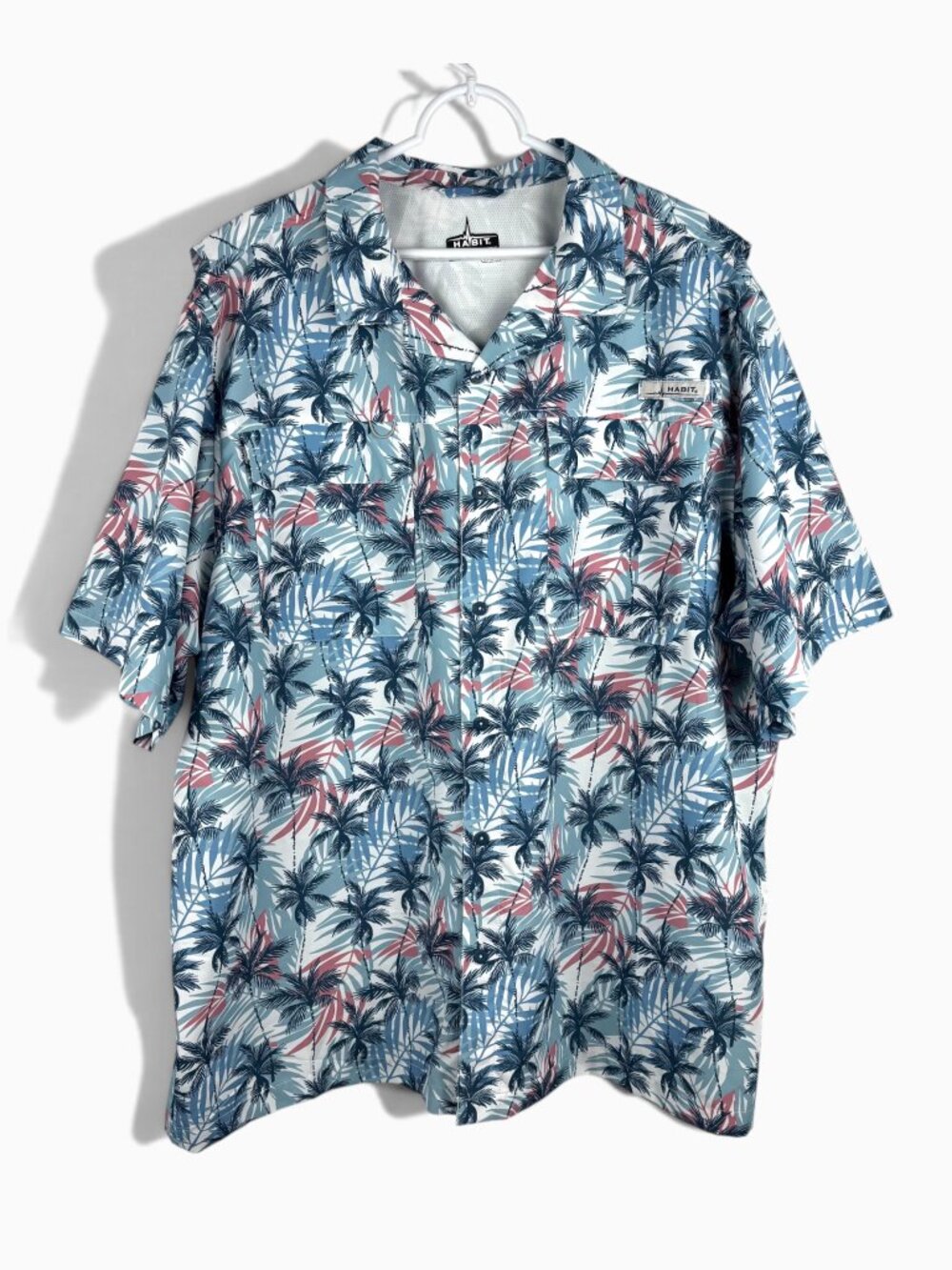 Habit Fishing Shirt Breaking Dawn Camp Lagoon Leaves Blue 2XL Vented Lightweight